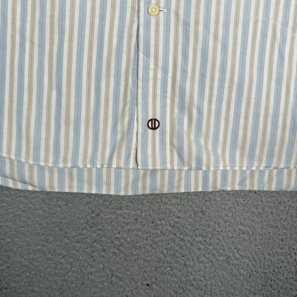 David Donahue Shirt Mens 17.5 34/35 Striped Casual Preppy Button Up Dress Cotton